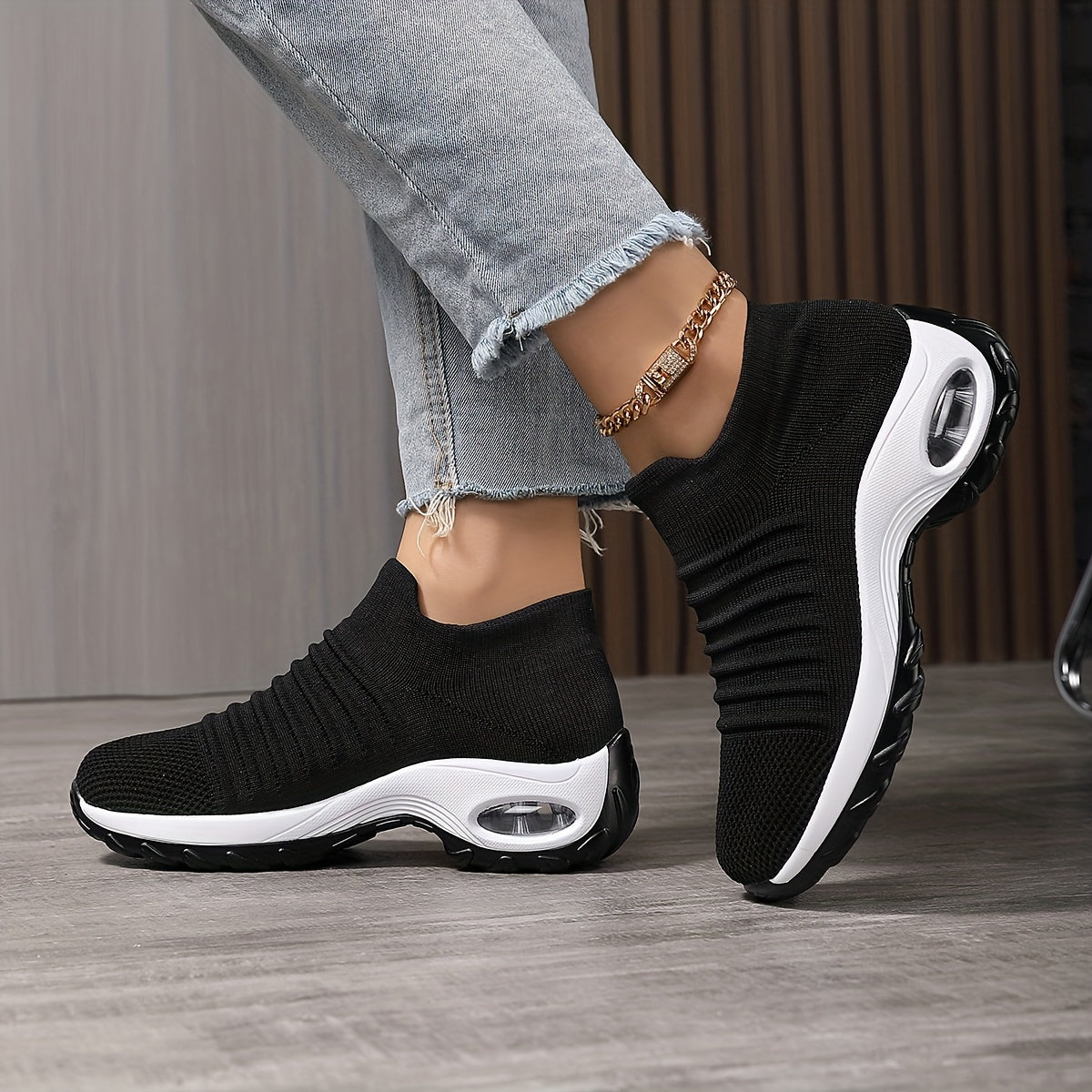 Women's Breathable Knit Running Shoes Low-Top Slip-On All-Season Comfort