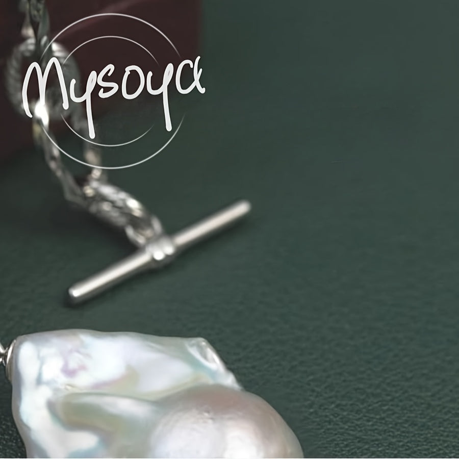 Unisex Freshwater Pearl Necklace 14-18mm Handmade Gift Box Jewelry