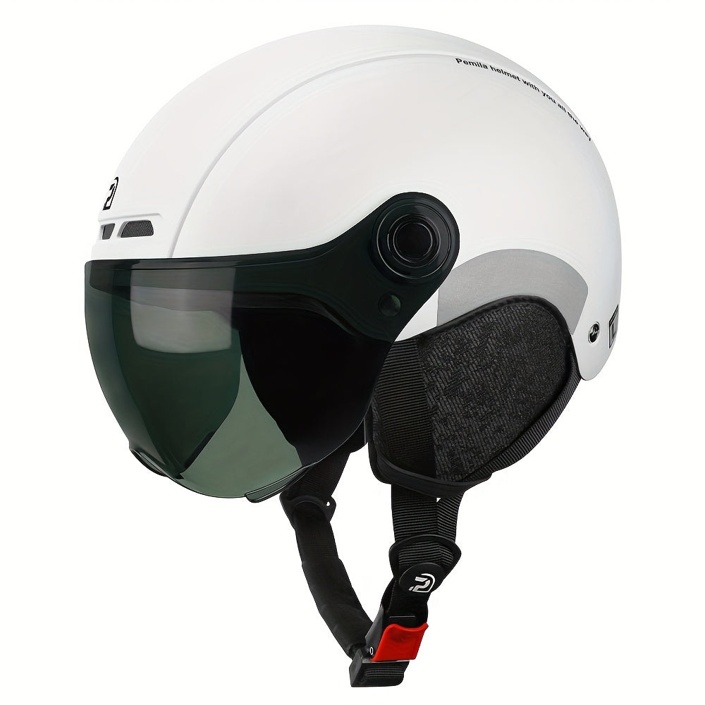 Adult Cycling Helmet with Goggles and Ear Protection, Reflective Strips, Adjustable Fit 57-63cm