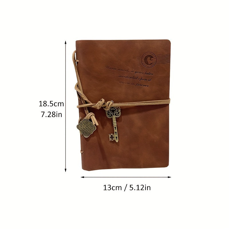 Vintage PU Leather Notebook with Detachable Pages and Straps