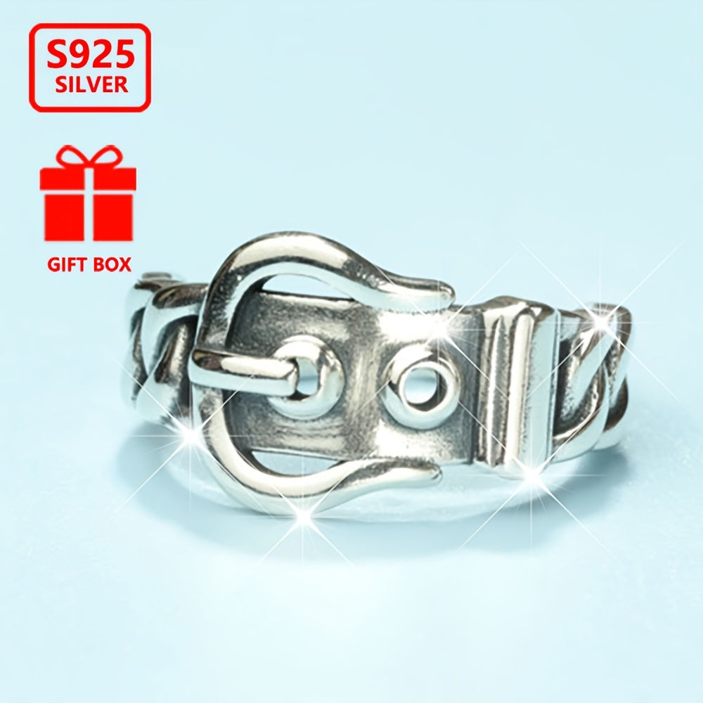Anillo de cinturón de plata de ley ajustable para estilo hip-hop, anillo de cinturilla para fiestas