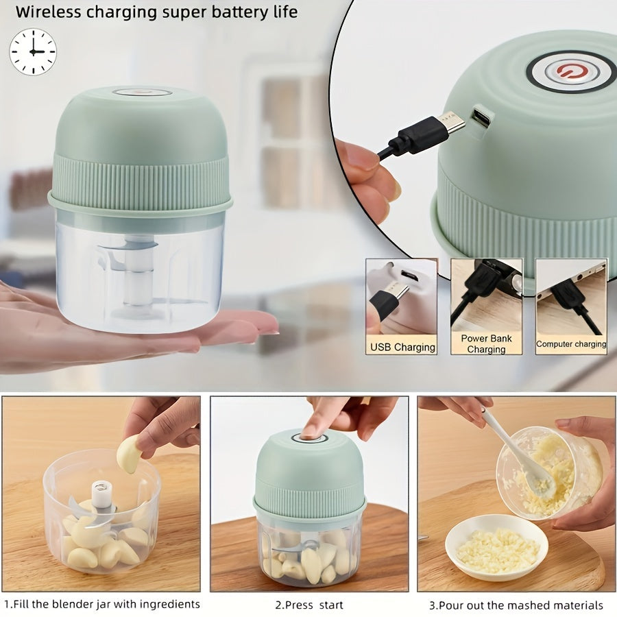 Electric Mini Garlic Chopper 250ml USB Meat Grinder Vegetable Crusher Sturdy