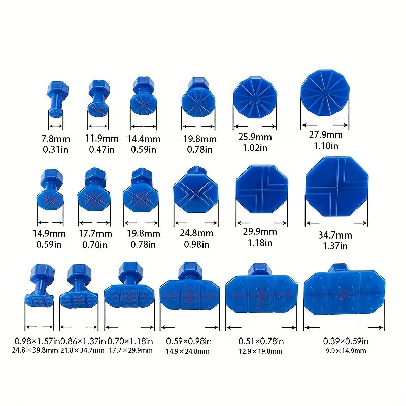 19-Piece Manual Dent Repair Kit with Blue Plugs for Car Bodywork and Fender
