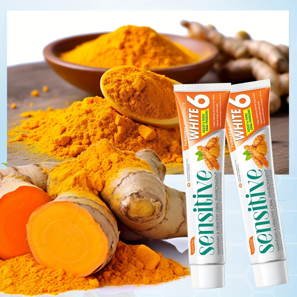 Two Pieces Turmeric Toothpaste for Fresh Breath Whitening 100g