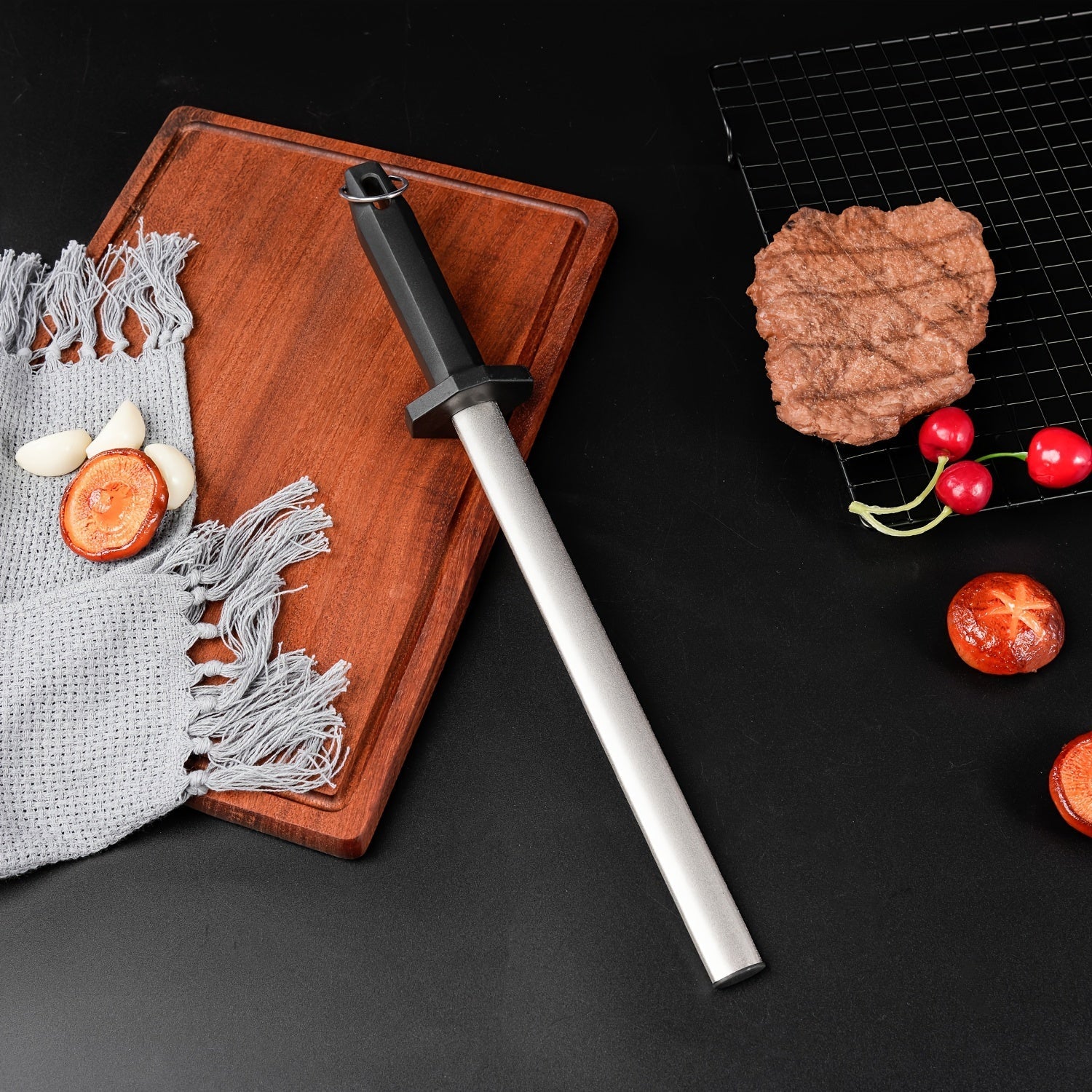 Handheld Stainless Steel Knife Sharpener for Kitchen Knives Medium Grit Manual Honing Stick