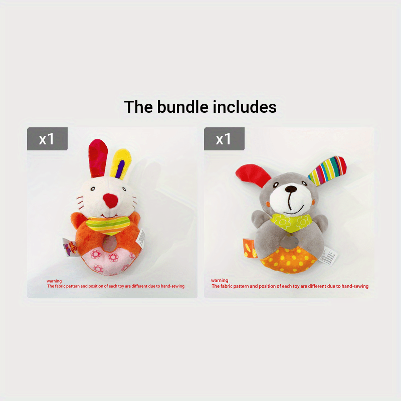 Juguete de peluche con sonajero para bebé con diseño de animal de dibujos animados para infantes y niños pequeños