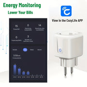 Enchufe inteligente europeo con monitorización de energía, Alexa, Google Assistant, temporizador, control remoto 16A