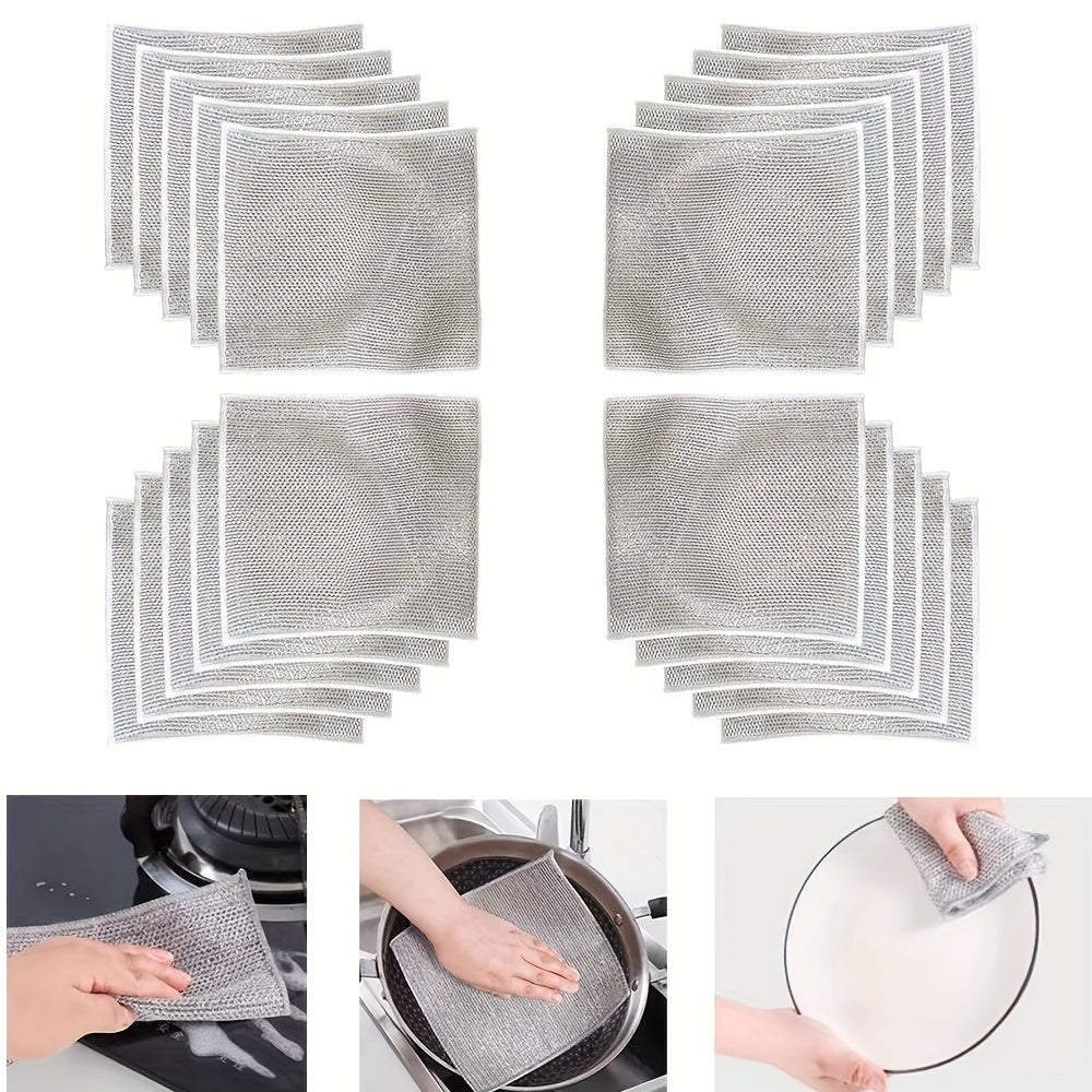 Set of 20 Microfiber Steel Fleece Scrub Pads for Wet Dry Cleaning