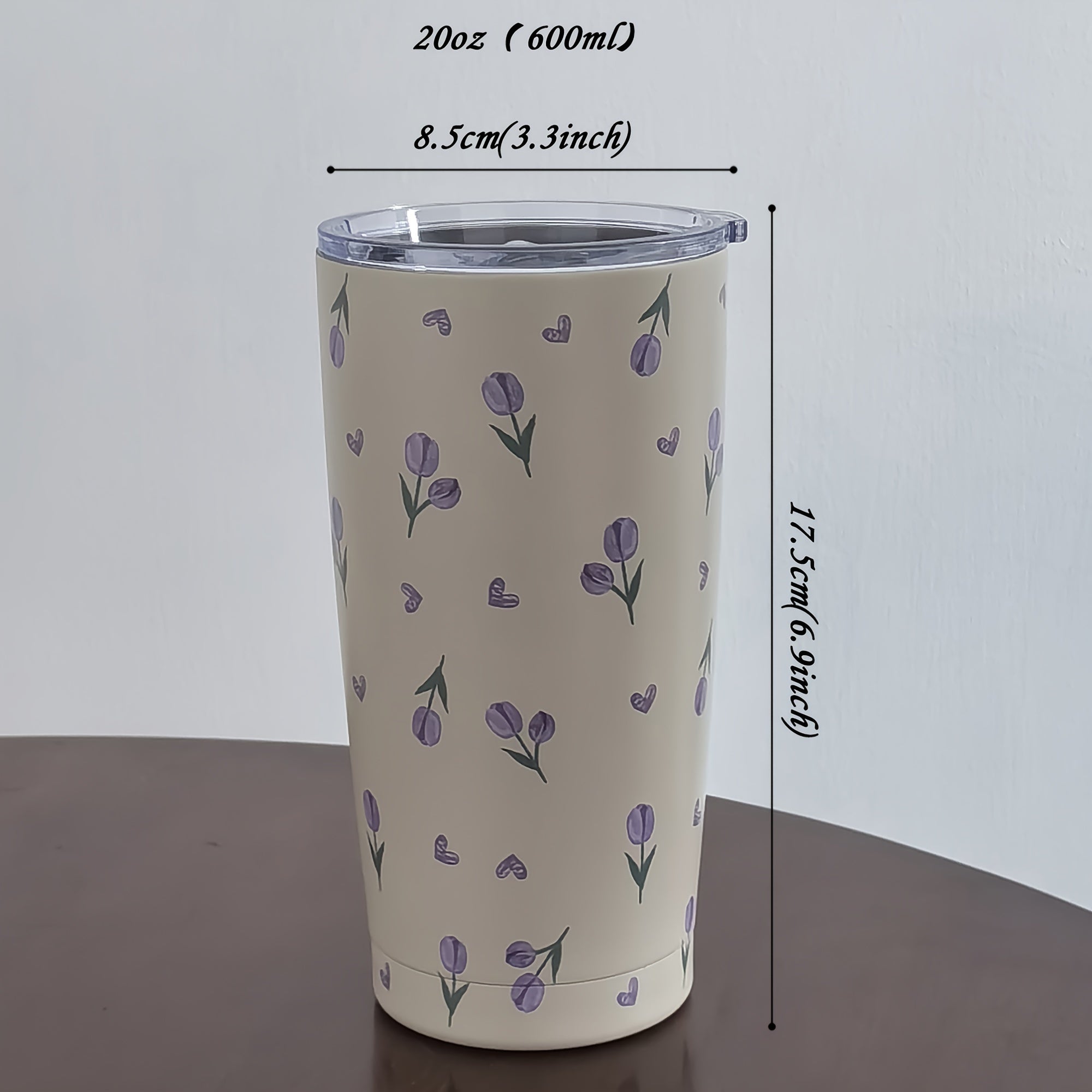Purple Love Tulip Tumbler 16oz Double Walled Stainless Steel Water Bottle Travel Drinkware