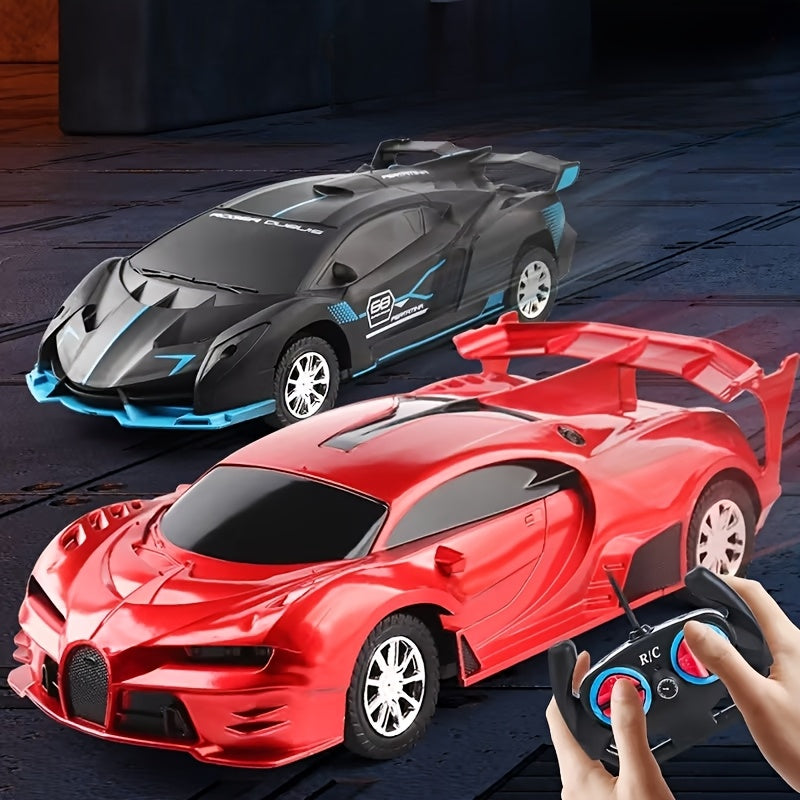 High-Speed RC Drift Car with LED Lights in Red Blue or Black for Kids 3+