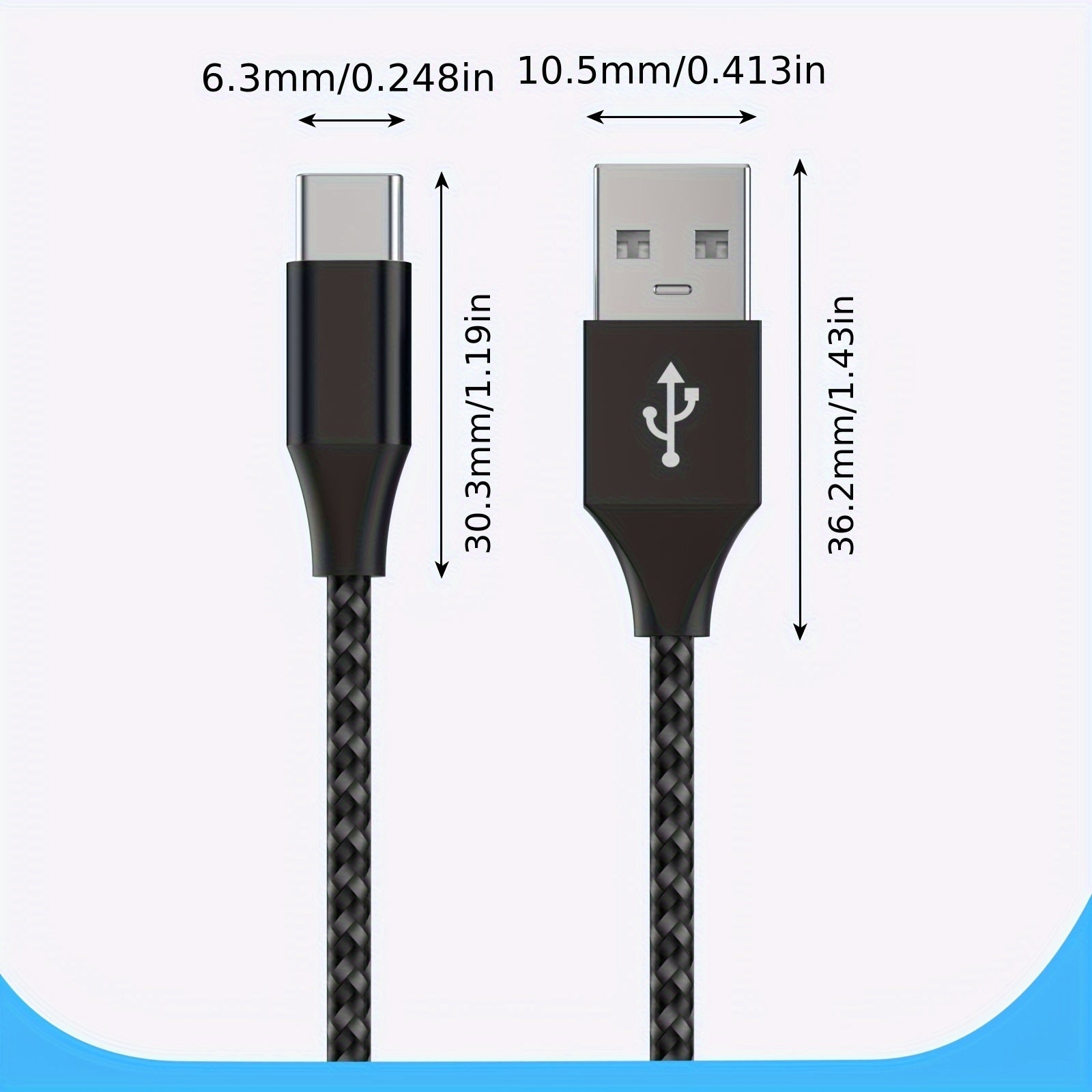 Set of 5 USB C Fast Charging Cables for Samsung, Moto G Series Data Transfer