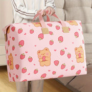 Large Pink Bear Storage Bag Non-Woven Organizer for Home Essentials Space-Saving