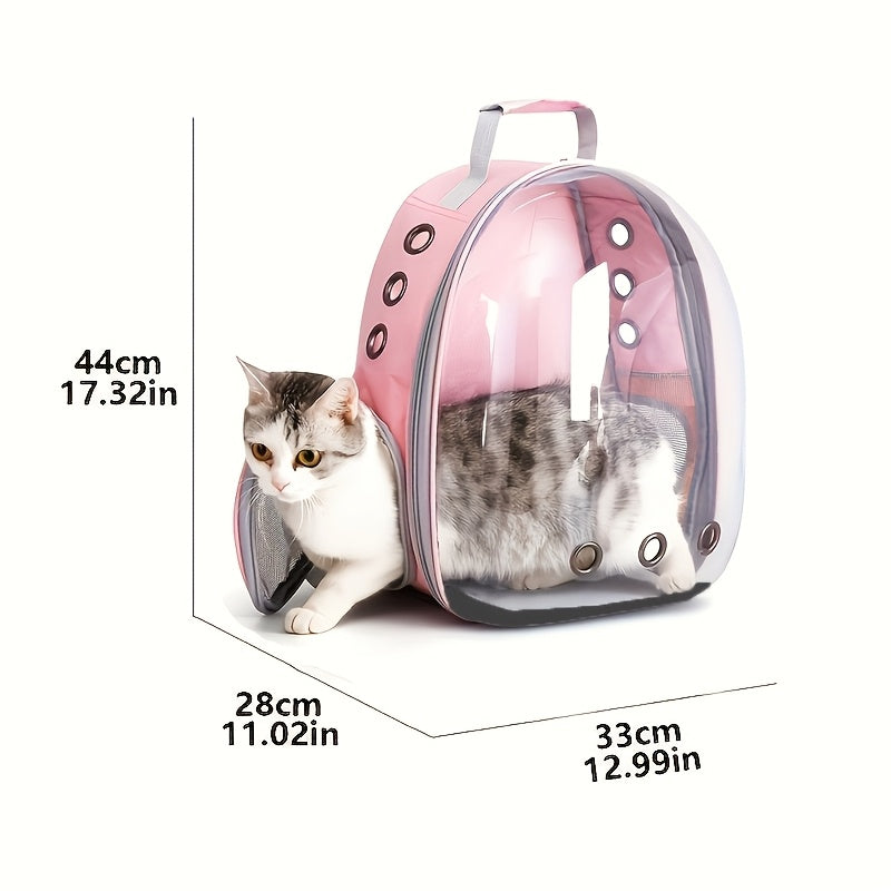 Прозрачный рюкзак-переноска из ПВХ для кошек и маленьких собак с дышащим дизайном в форме капсулы, застежкой на молнии, прочной ручкой и вентиляционными отверстиями. Идеально подходит для походов, путешествий и использования на улице.