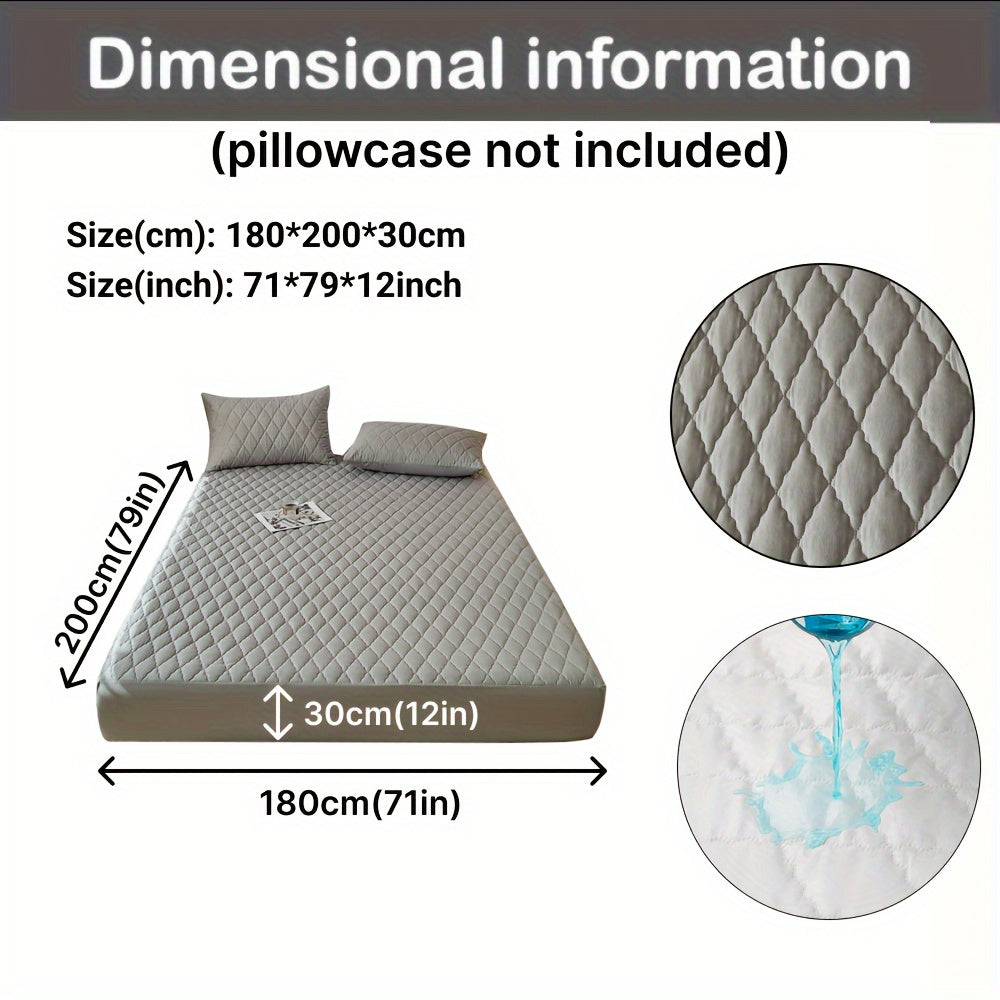 Waterproof Mattress Protector Breathable Dustproof Quilted Bed Cover in White Dark Blue Green Gray