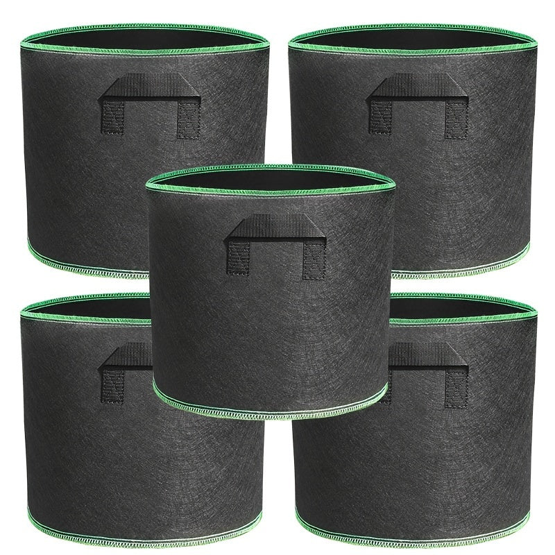 Durable Plant Grow Bags with Decorative Borders for Flowers and Vegetables 18.93-75.71 L