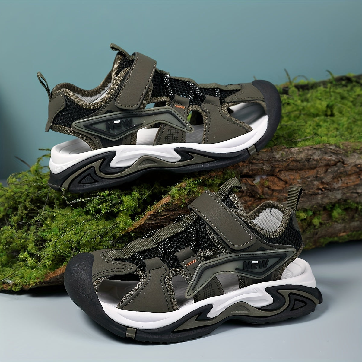 O'g'il bolalar uchun chiziqli nafas oladigan sport sandallari, pastki yuqori, kundalik, ochiq havoda yoz