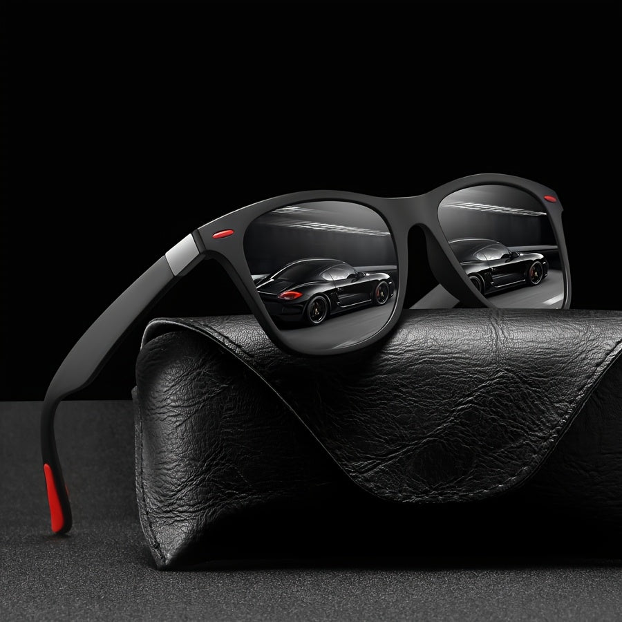 Unisex Vintage Square Glasses Full Rim Polycarbonate Frame Anti-Glare for Driving Hiking and Daily Use