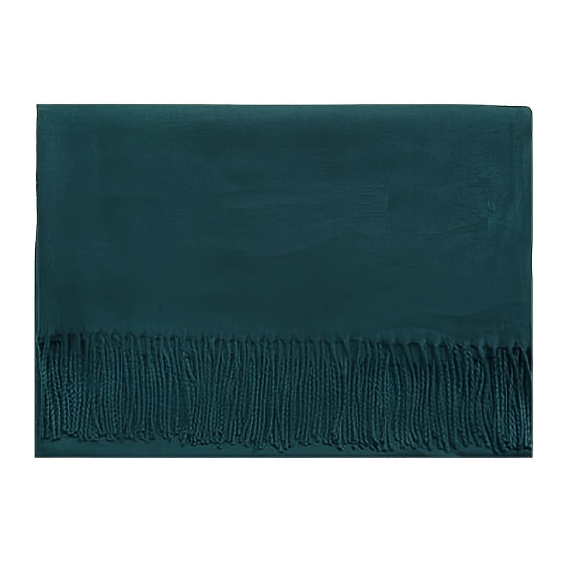 Шарф из имитации кашемира однотонный для женщин с кисточками, теплый для осени и зимы