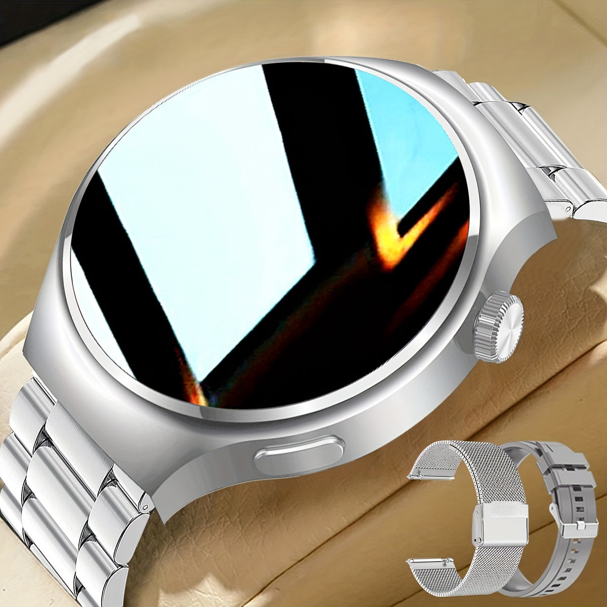 Erkaklar uchun simsiz qo'ng'iroq qilish, HD sensorli ekran, moslashtiriladigan xususiyatlar va aqlli funksiyalar bilan katta ekranli smart soat - erkaklar uchun mukammal sovg'a.