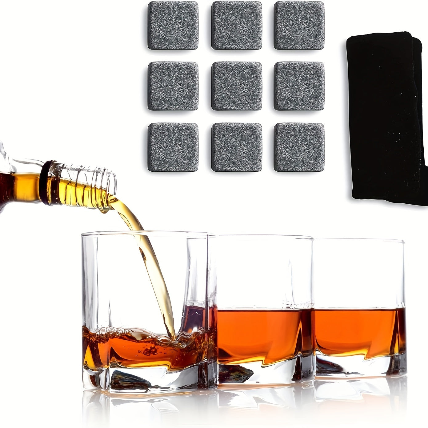 Whiskey Stones Gift Set with Reusable Ice Chillers for Men, 6-12pcs