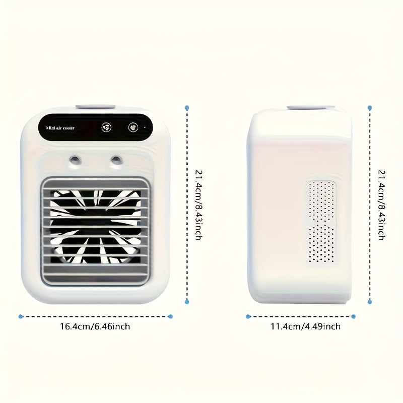 Portable White Desktop Air Cooler Humidifier Misting Fan Rechargeable Battery Office Dorm Home