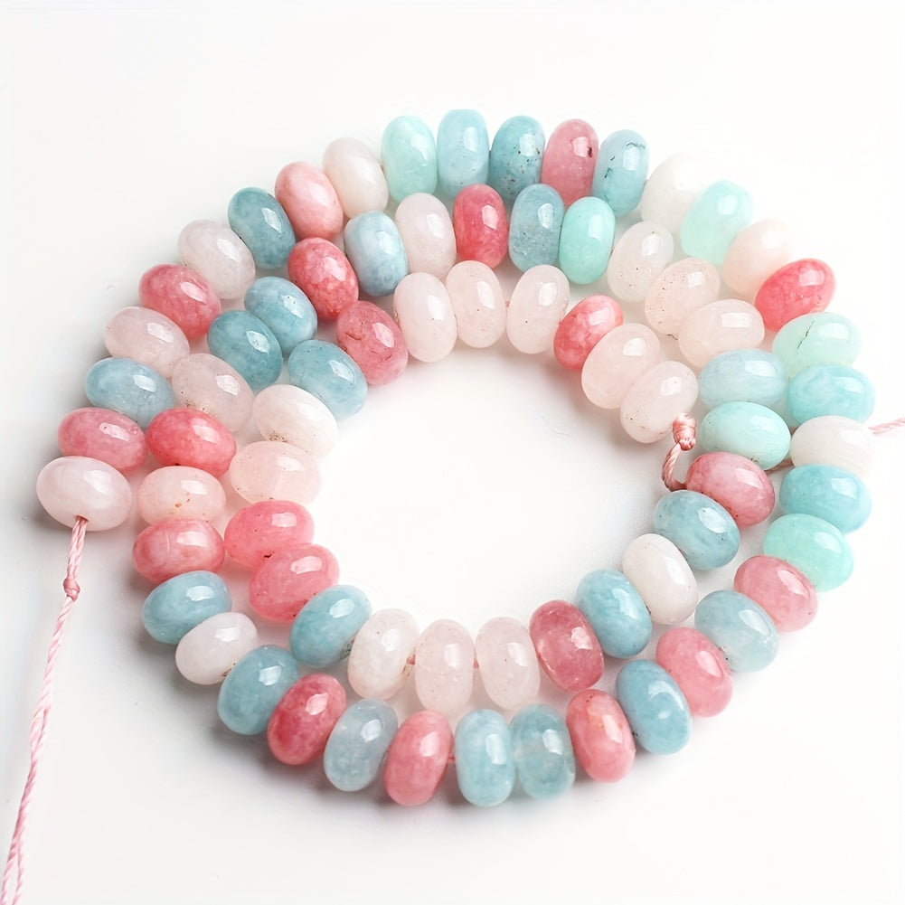 Natural Stone Beads 5x8mm Oval Aquamarine and Angelite Spacer Beads for Jewelry Making 70 Pieces