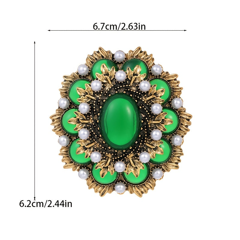 Women’s Baroque Style Brooch Rhinestones Pearl Retro Palace Emblem Jewelry