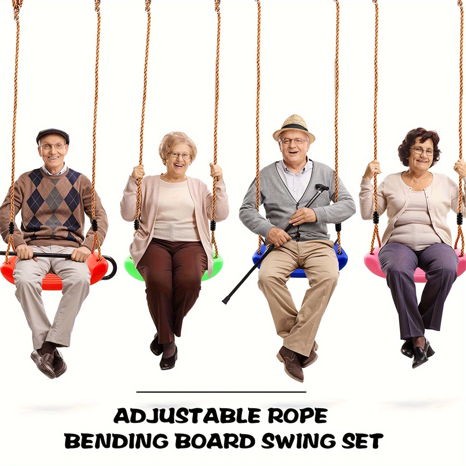 Adult Outdoor Plastic Swing Chair with Adjustable Soft Rope Red