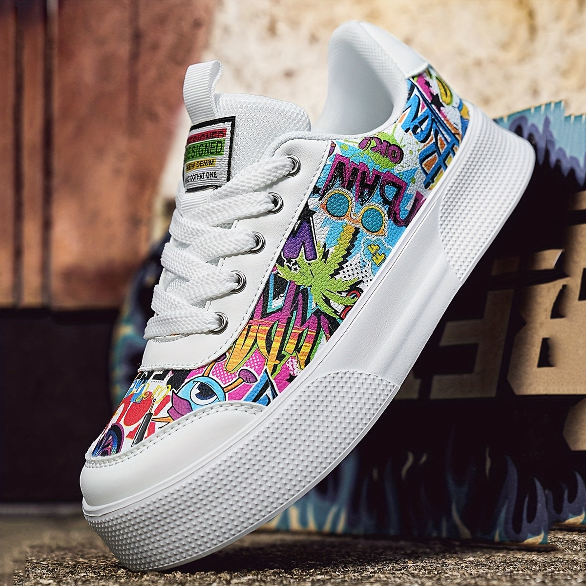 Unisex Casual Sneakers with Vibrant Cartoon Print Soft EVA Sole