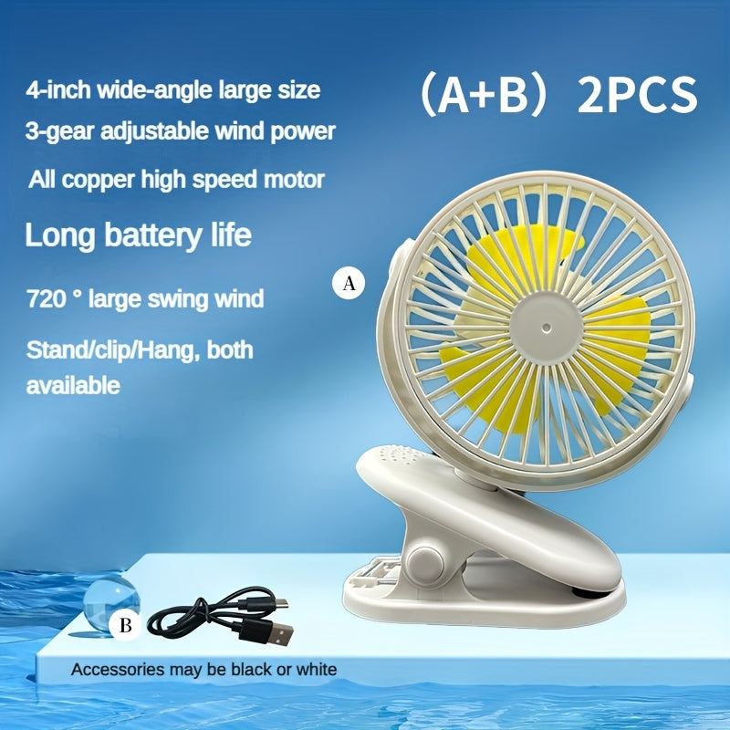 Mini Portable Clip-On USB Rechargeable Fan for Students Dorms Classroom
