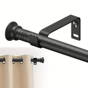 Adjustable Curtain Rod Set 30-87 Inches Matte Black Steel Support Up to 11.34 KG