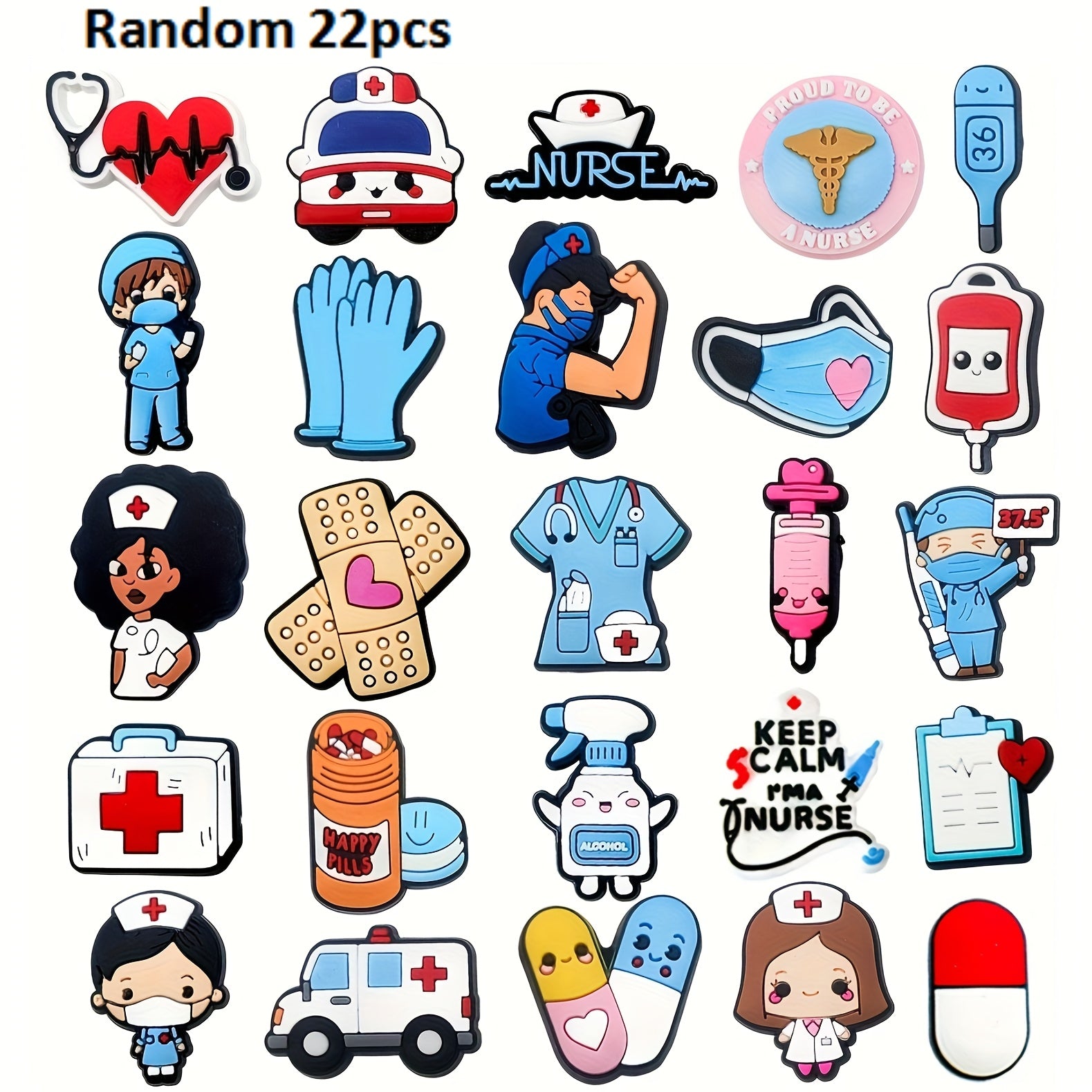 Unisex PVC Shoe Charms 22Pcs Healthcare Nurse Nursing Accessories