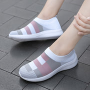 Plus Size Women's Mesh Slip-On Sneakers Pink Gray White Plaid All-Season Casual