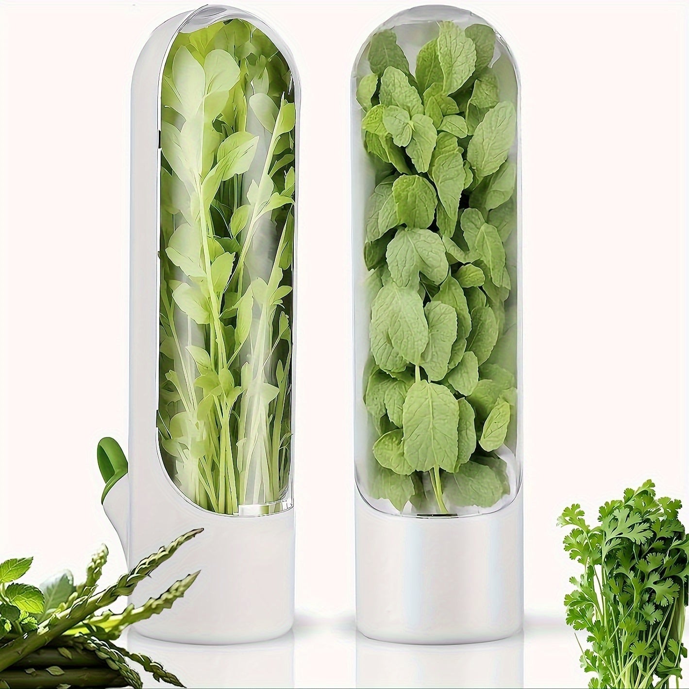 Refrigerator Herb Saver Pods Set for Fresh Coriander Mint Parsley Asparagus Food Safe