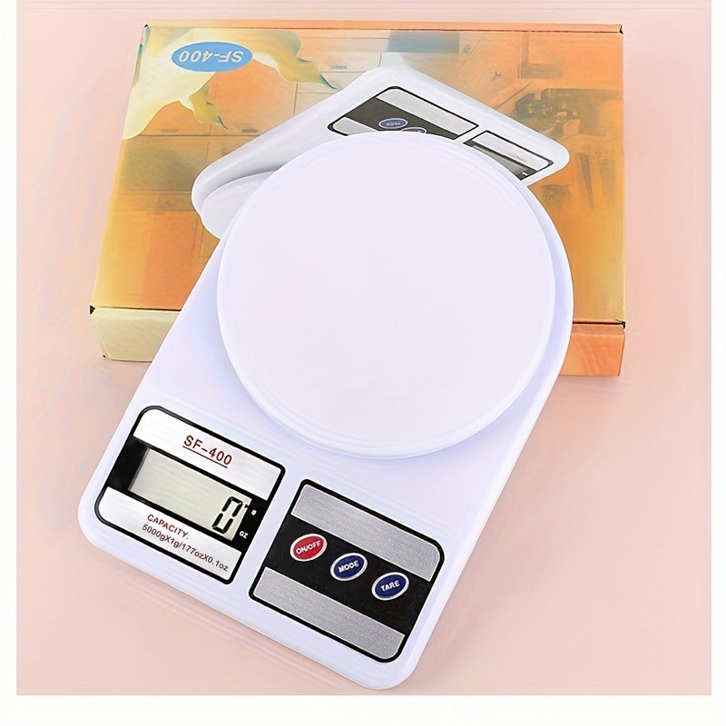 White Digital Kitchen Scale for Baking and Cooking with LCD Display Tare Function