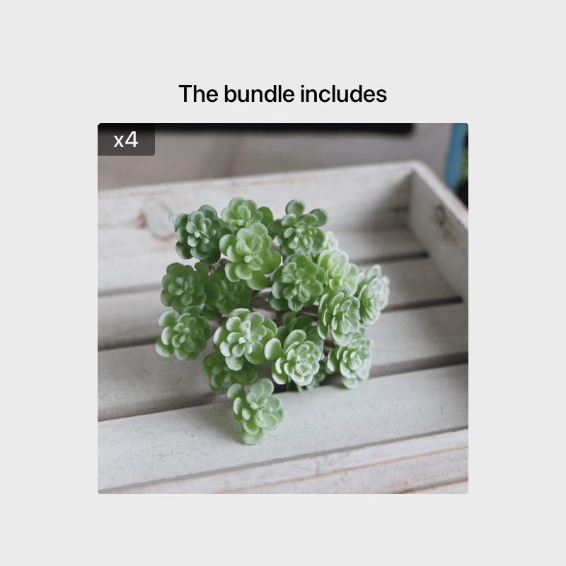 1 штука искусственного суккулента на 24 головы, идеального для создания цветочных композиций и домашнего декора. Отлично подходит для добавления реалистичной зелени на свадьбы и помолвки.