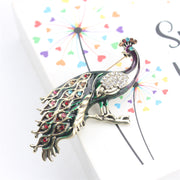 Elegant Peacock Brooch Pin Enamel Rhinestones Animal Shaped Jewelry for Hanfu Cheongsam Events