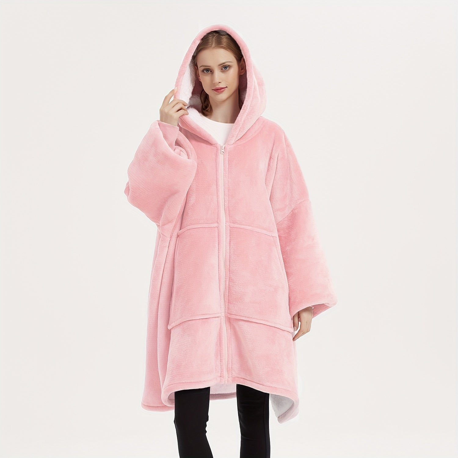 Wearable Blanket with Zipper for Cozy Office, Sofa, or Lounge Use