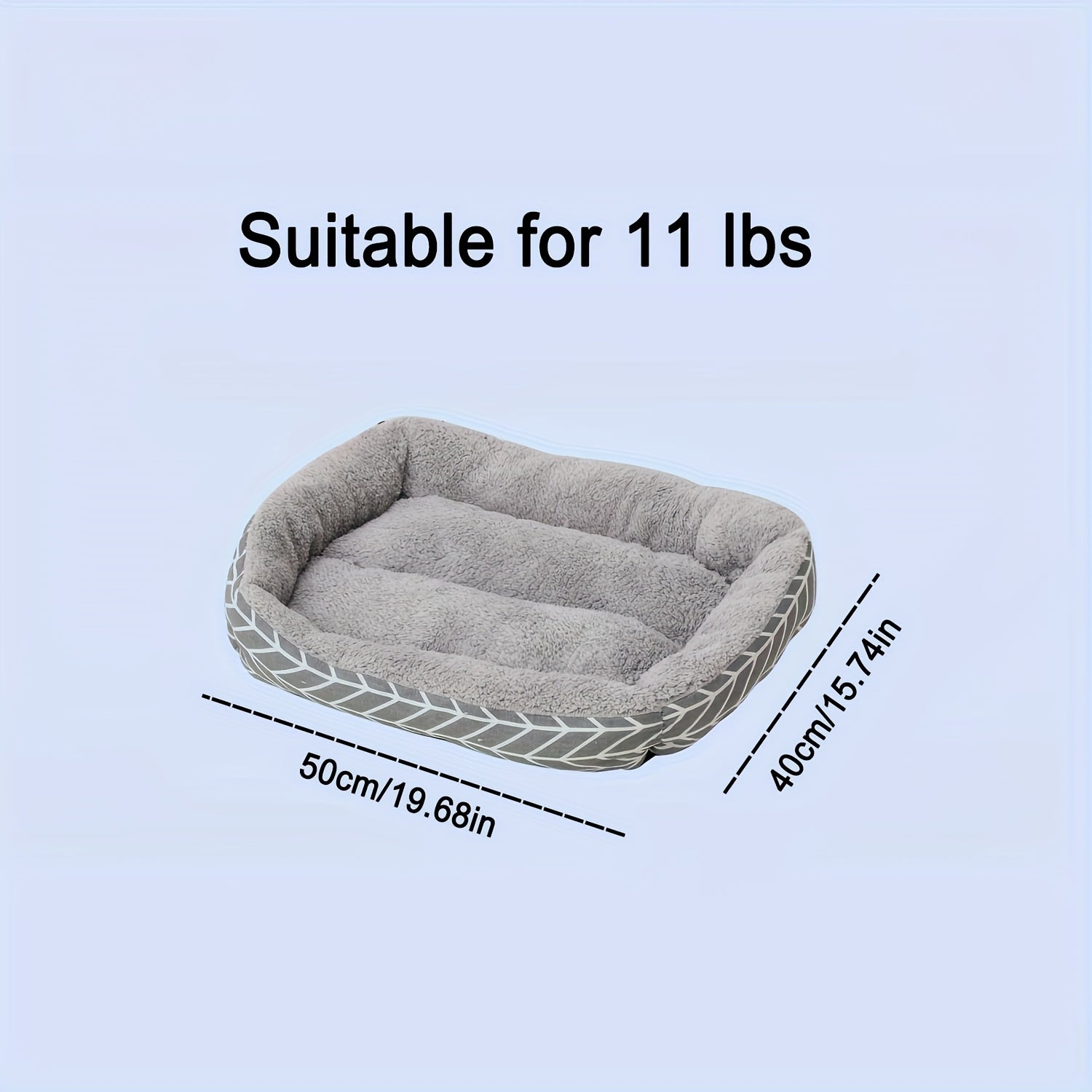Pet Bed Small Dogs Cats Argyle Polyester Non-Slip Waterproof Grey