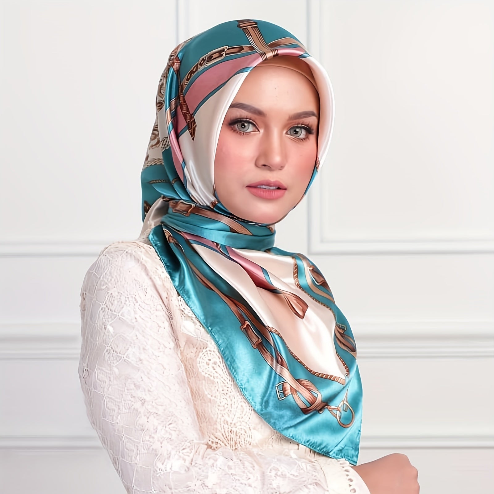 Women’s Satin Square Scarf 89.99cm Soft Sun Protection Head Wrap