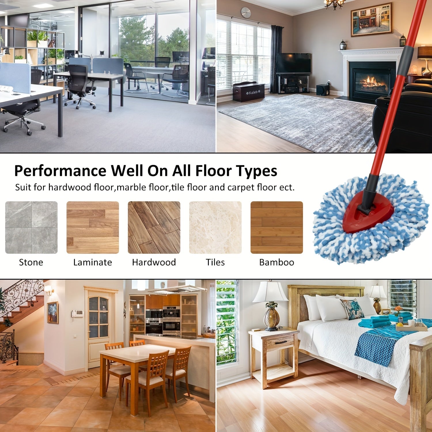 Ikkita Microfiber Spin Mop Refill Set oling, mustahkam 4-bo'lakli temir tutqichi bilan, O-Cedar EasyWring va RinseClean 2-Tank tizimlari bilan mos keladi. Tutqich 76.2 sm dan 147.32 sm gacha sozlanishi mumkin, bu esa samarali pol tozalashni ta'minlaydi.