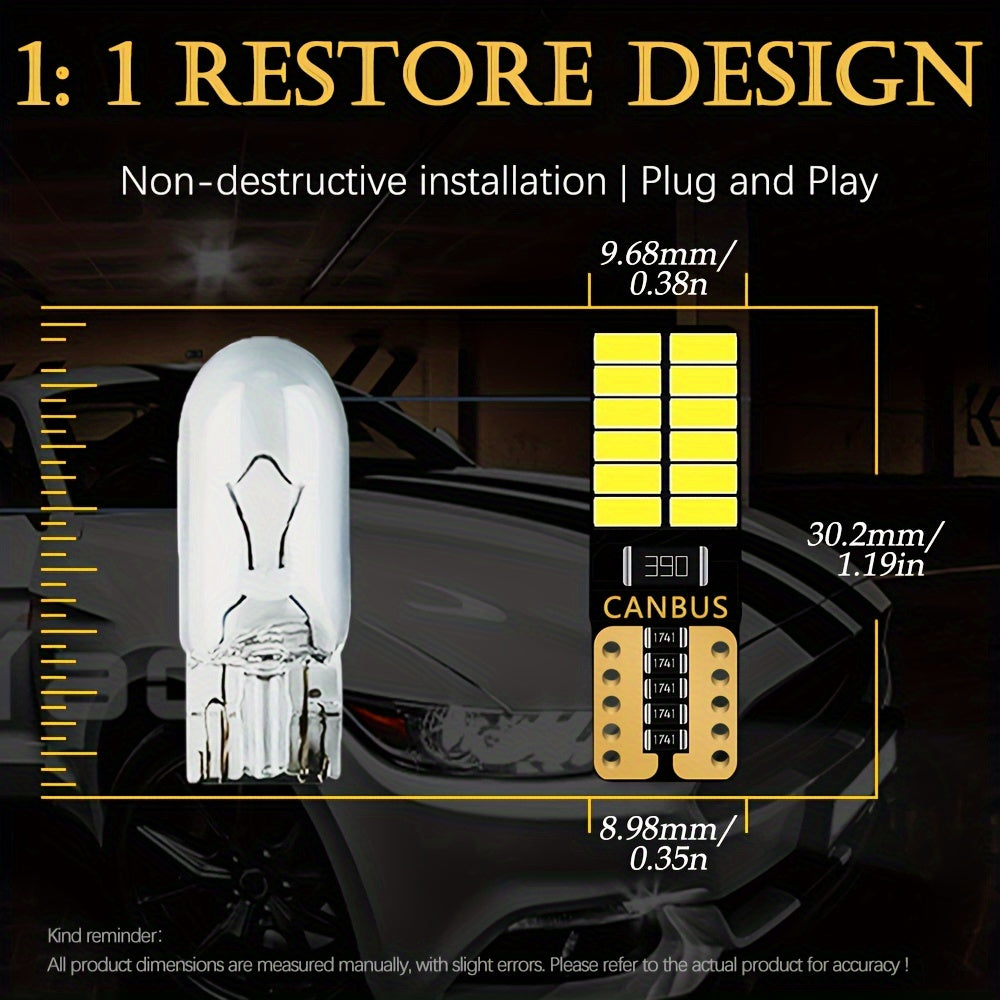 10Pcs 12V T10 W5W LED Bulb Car Interior Dome Light 6000K No Error