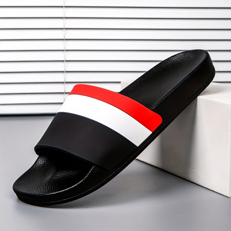 Unisex Color Block Open Toe Slippers with Non-slip PVC Sole for Casual Wear