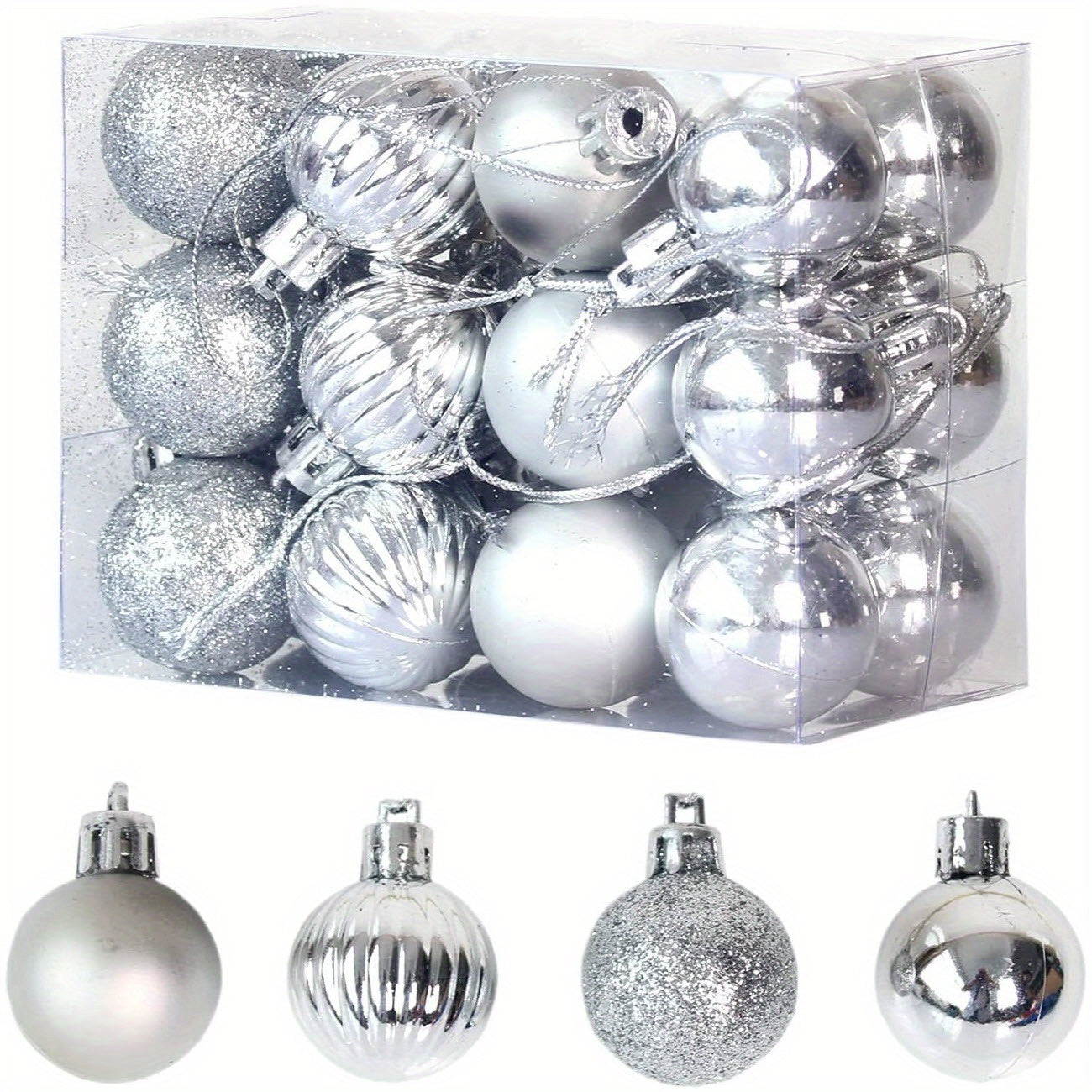 Small Christmas Tree Ornaments 24 Pack Decorative Balls for Holiday Decoration