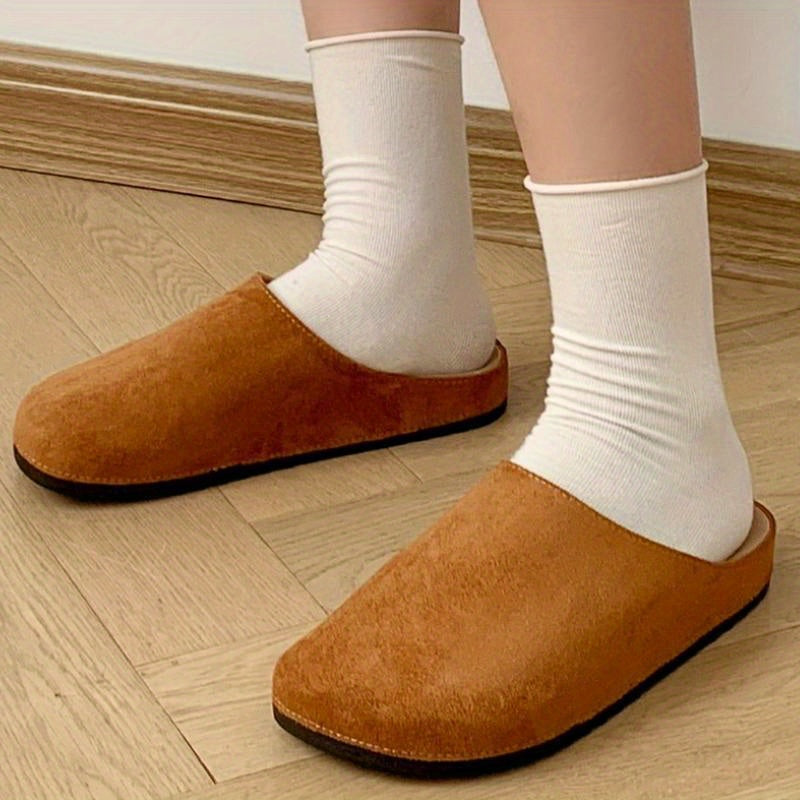 Women's Vintage Beige Slip-On Mules with Soft Cushioned Insole