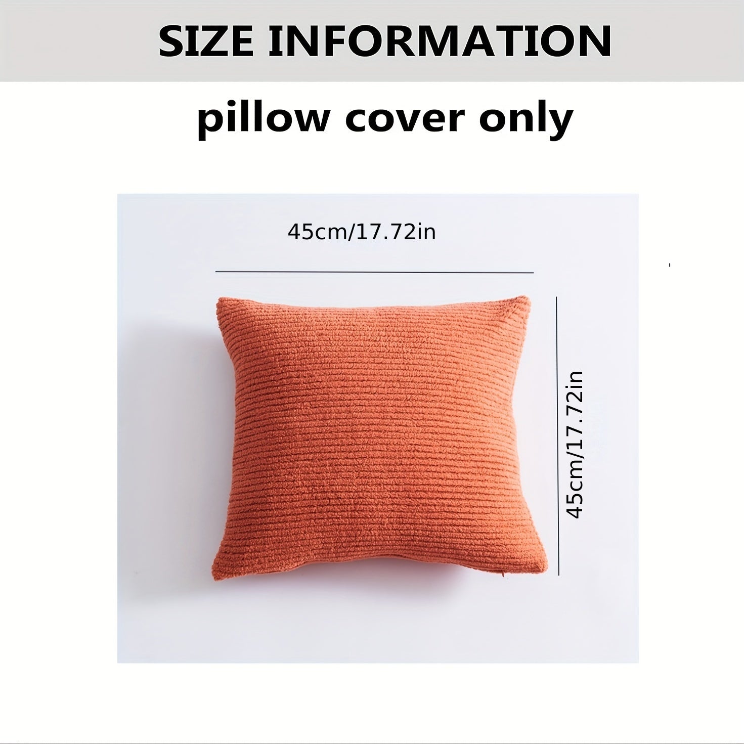 Orange Pillow Cover 30x50cm or 45x45cm Polyester Zipper Closure