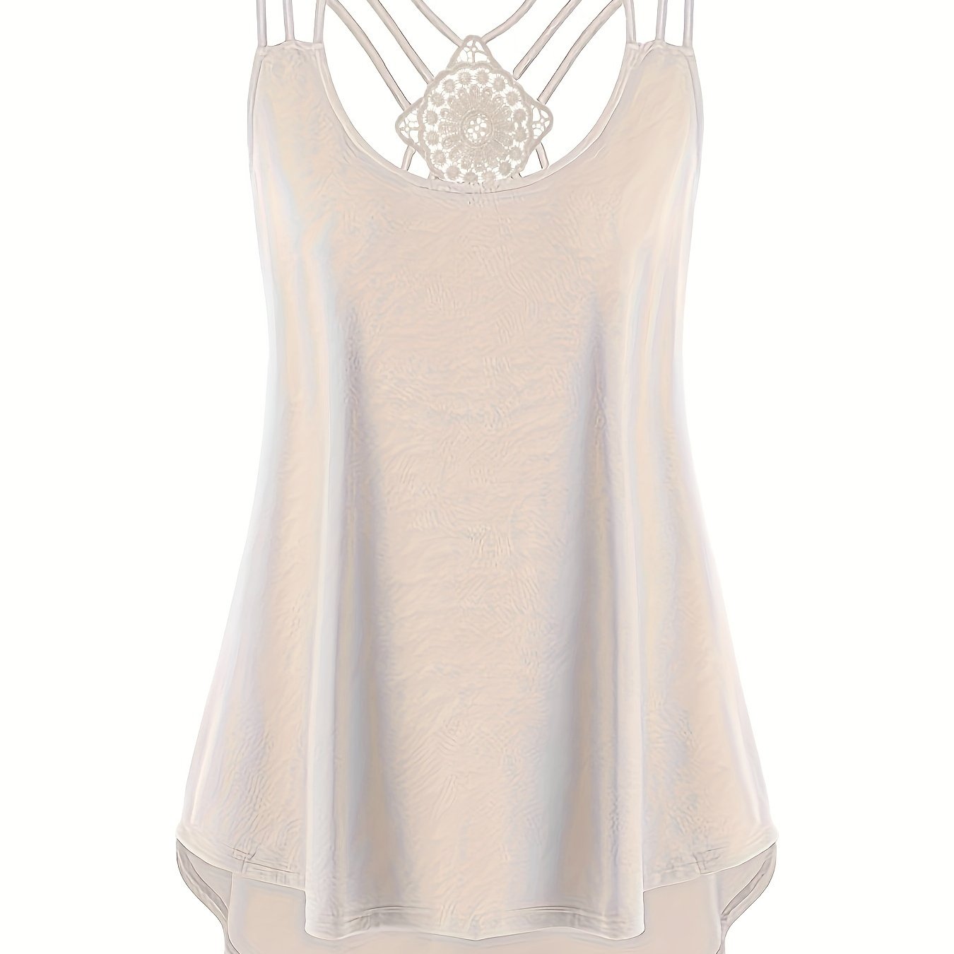 Top sin mangas de talla grande para mujer con encaje negro, casual, bohemio, verano