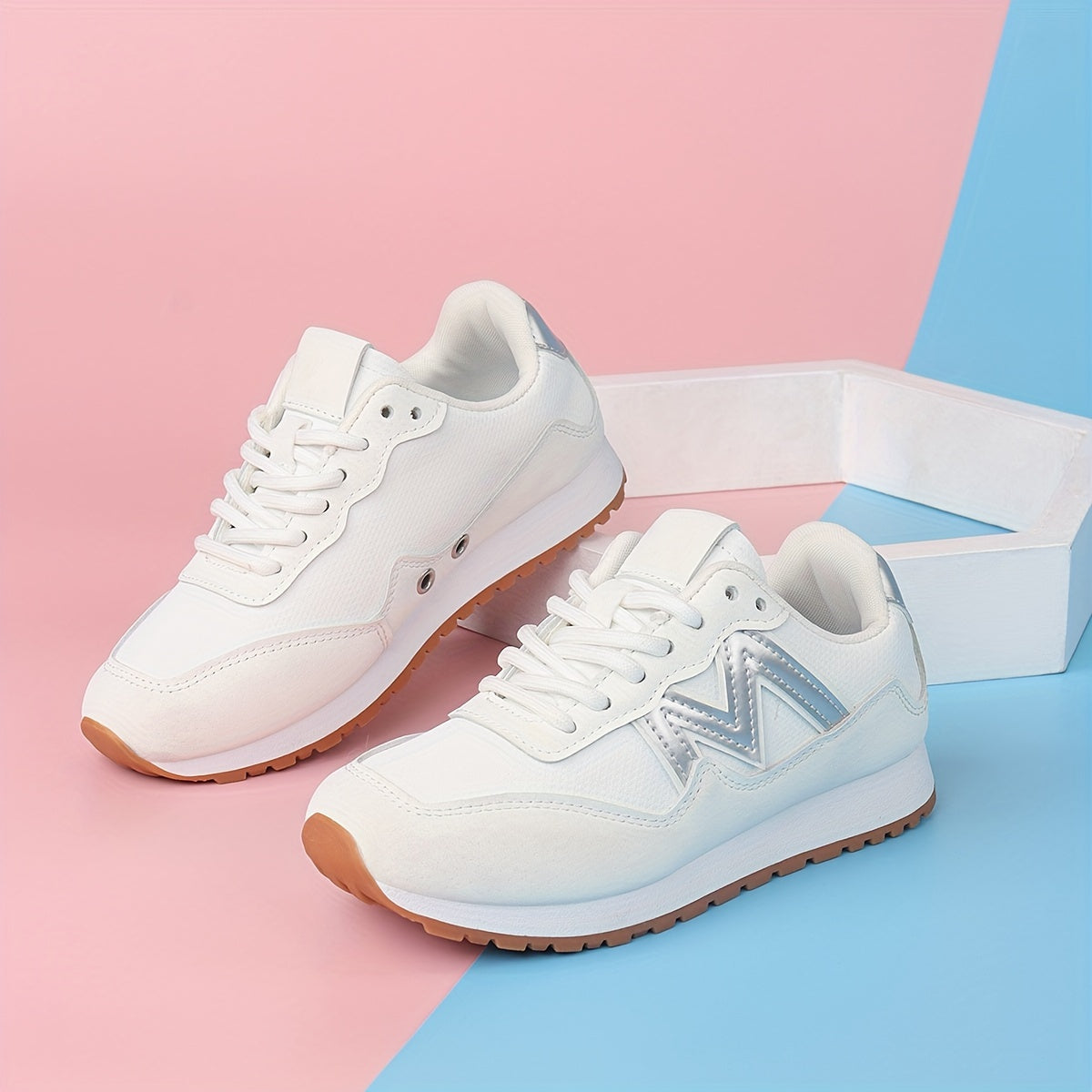 Kids Boys Girls Sneakers Low Top Lace-up Sports Shoes Blue Green Silver PU Lightweight Comfortable