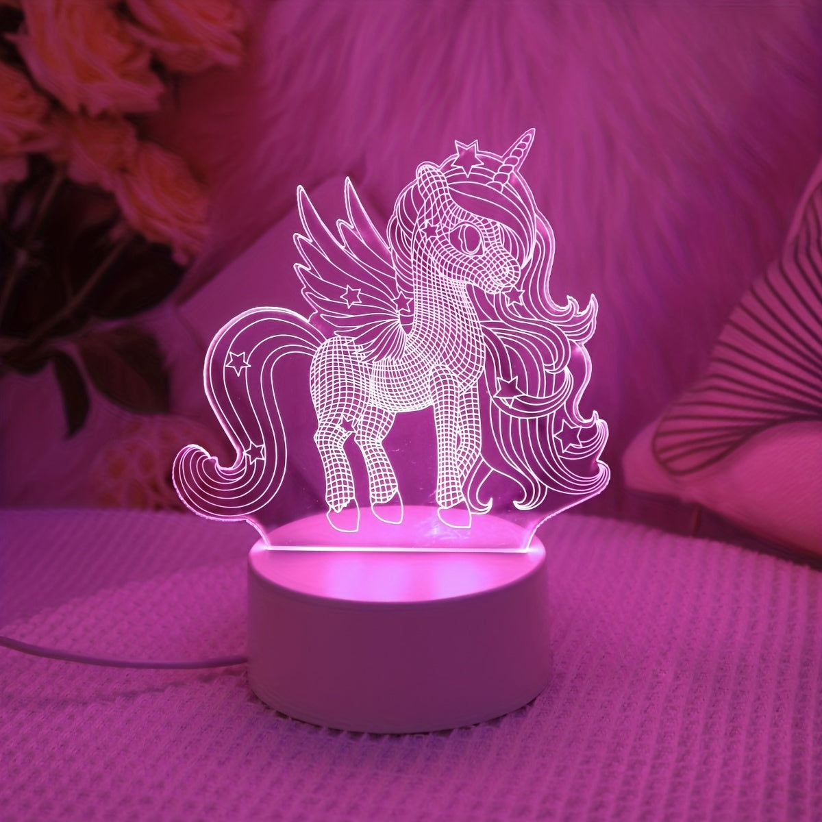 3D Unicorn Night Light USB Desk Lamp for Kids and Adults with Switch