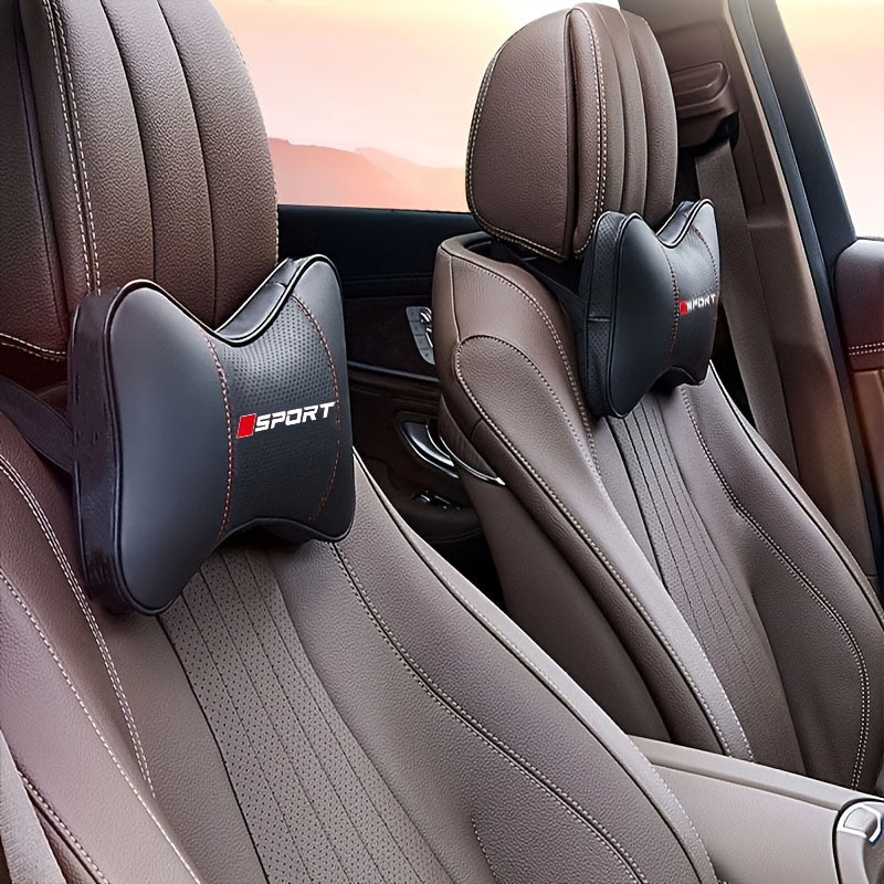 Unisex Breathable Faux Leather Windmill Car Headrest Cover with SPORT Logo